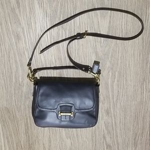 Coach Taylor Lather Flap Bag Navy